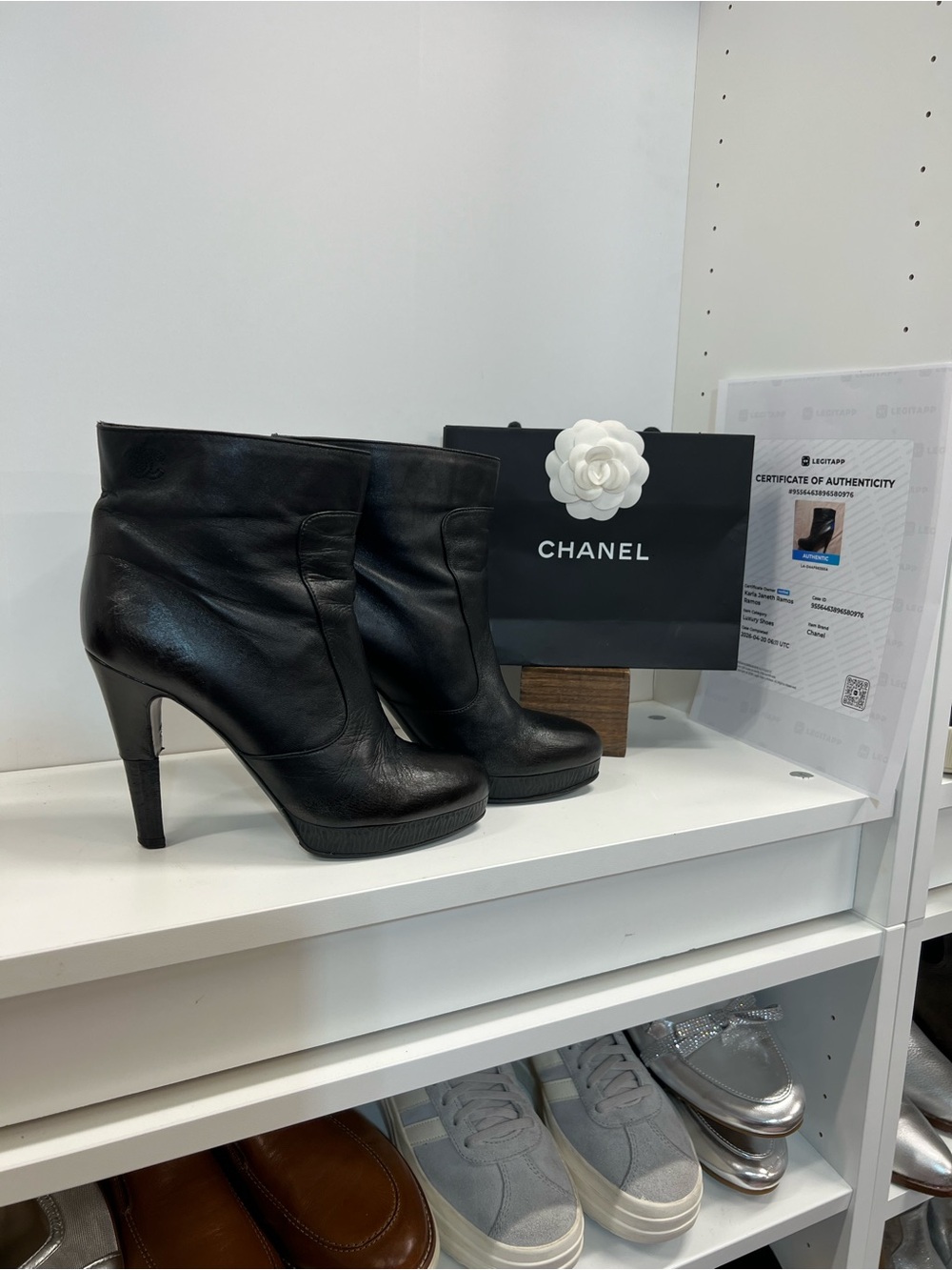 🔥🔥 Chanel Black Leather High-Heel Ankle Boots with COA size 39 fit a size 8